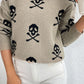 Graphic Mock Neck Dropped Shoulder Sweater