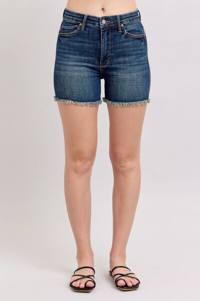 Tummy control denim shorts