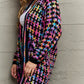 Multicolored Open Front Fringe Hem Cardigan