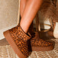 WILD DIVA Thermal Furry Leopard Platform Booties