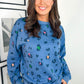 Sky Blue Leopard Drop Shoulder Plus Size Sweatshirt