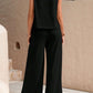 Round Neck Sleeveless Top and Wide Leg Pants Set