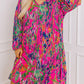 Rose Plus Size Abstract Floral Print Pleated Loose Dress