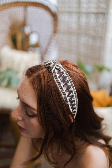 Embroidered Stitch Boho Knotted Headband - Rebel K Collective