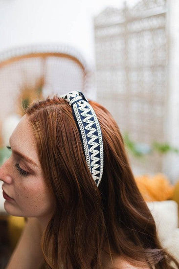 Embroidered Stitch Boho Knotted Headband - Rebel K Collective