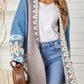 Geometric Open Front Long Sleeve Cardigan