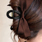 Black Solid Color Ribbon Bow Decor Hair Clip