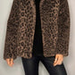 Full Size Leopard Furry Collared Neck Long Sleeve Coat