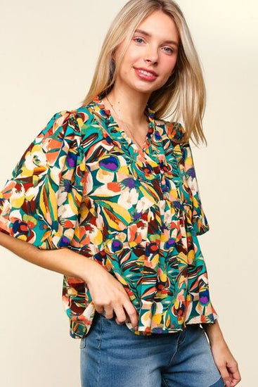 Romantic floral print blouse