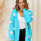 Angel Wings Flower Dropped Shoulder Open Front Cardigan