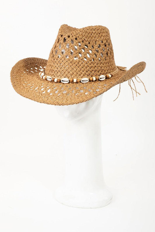 Fame Cowrie Shell Beaded String Straw Hat - Rebel K Collective