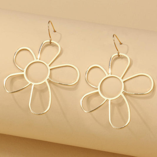 Fashionable Simple Metal Hollow Flowers Thin Earrings - Rebel K Collective