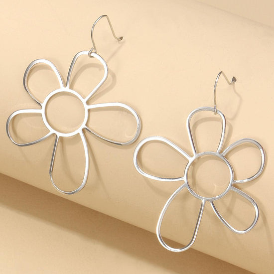 Fashionable Simple Metal Hollow Flowers Thin Earrings - Rebel K Collective