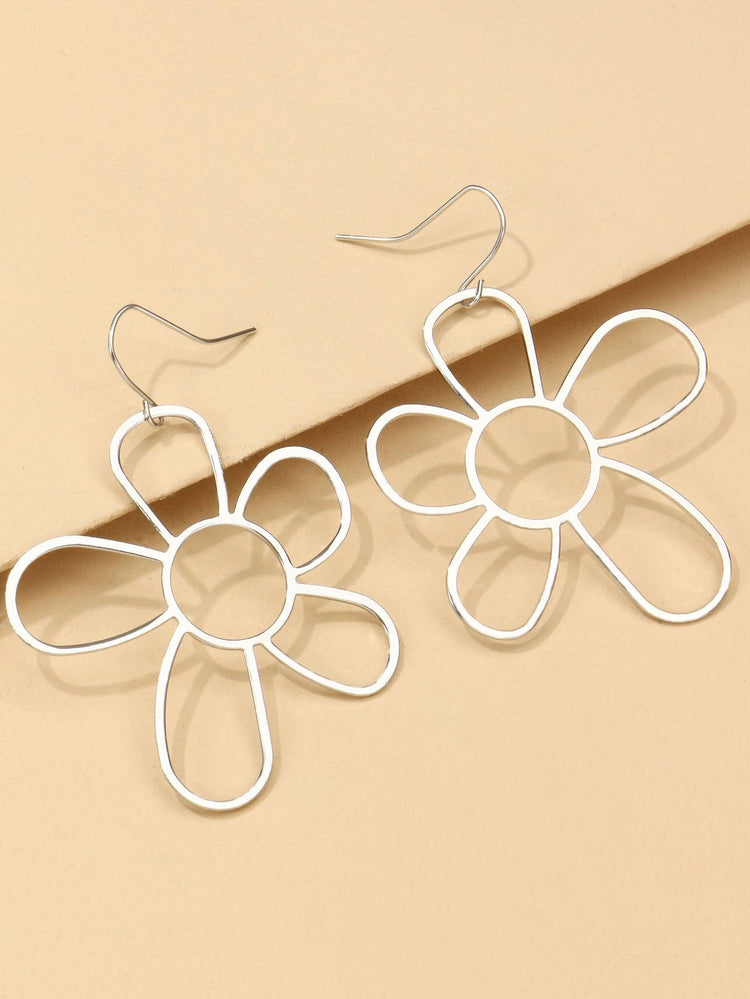 Fashionable Simple Metal Hollow Flowers Thin Earrings - Rebel K Collective