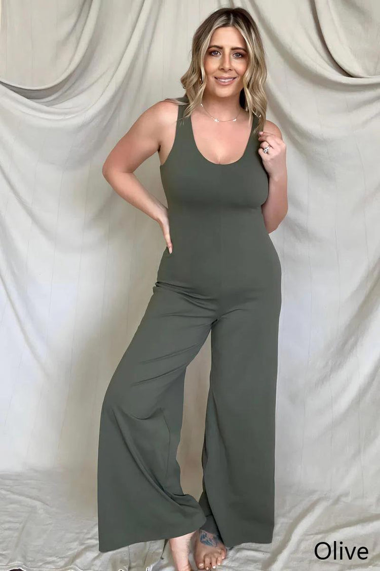 FawnFit Wide Leg Sleeveless Jumpsuit With Built-In Bra - Rebel K Collective