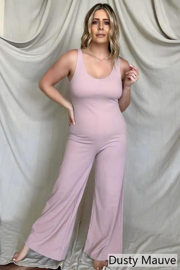 FawnFit Wide Leg Sleeveless Jumpsuit With Built-In Bra - Rebel K Collective