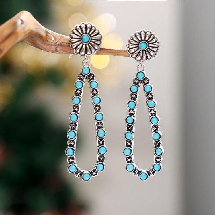 Flower Artificial Turquoise Teardrop Earrings - Rebel K Collective