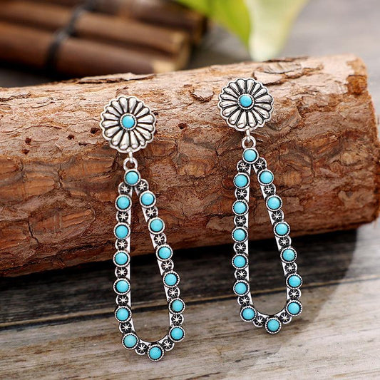 Flower Artificial Turquoise Teardrop Earrings - Rebel K Collective