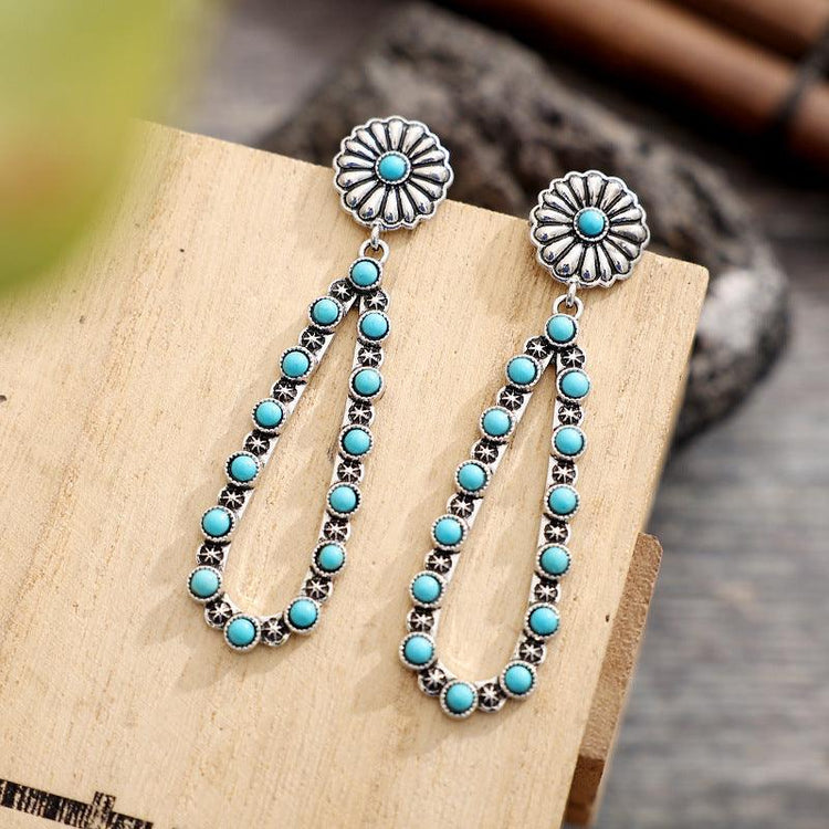 Flower Artificial Turquoise Teardrop Earrings - Rebel K Collective