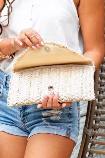 Fold Over Straw Clutch - Rebel K Collective