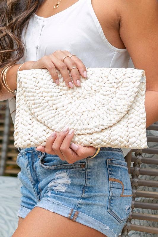 Fold Over Straw Clutch - Rebel K Collective