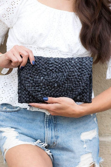 Fold Over Straw Clutch - Rebel K Collective