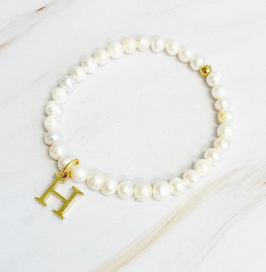 Freshwater Pearl Initial Charm Bracelet - Rebel K Collective