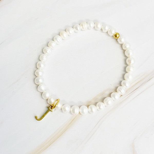 Freshwater Pearl Initial Charm Bracelet - Rebel K Collective