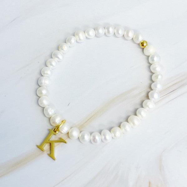 Freshwater Pearl Initial Charm Bracelet - Rebel K Collective