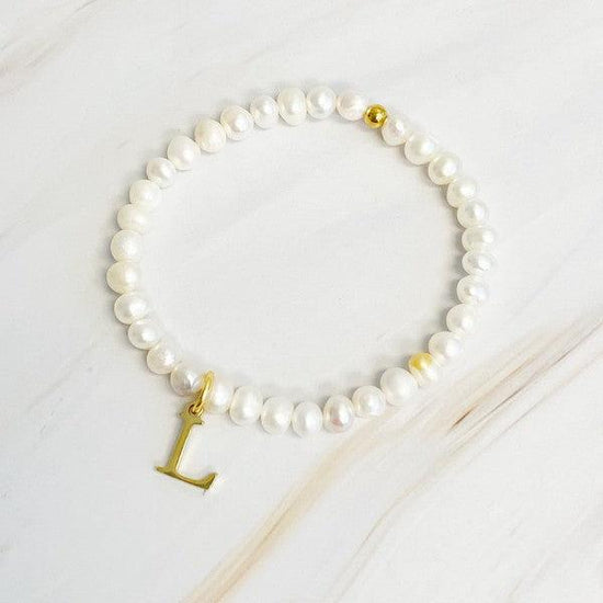 Freshwater Pearl Initial Charm Bracelet - Rebel K Collective