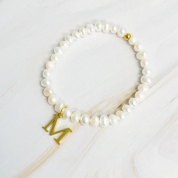 Freshwater Pearl Initial Charm Bracelet - Rebel K Collective