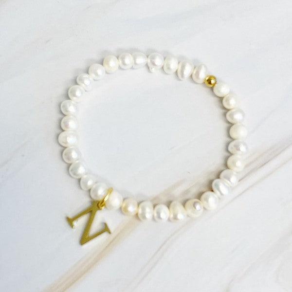 Freshwater Pearl Initial Charm Bracelet - Rebel K Collective