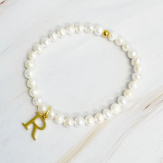 Freshwater Pearl Initial Charm Bracelet - Rebel K Collective