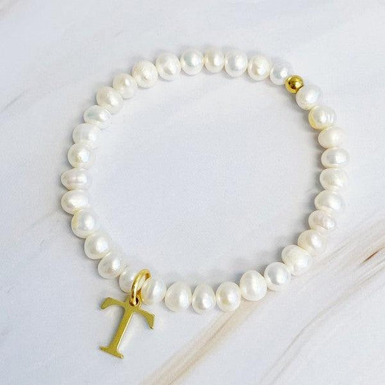 Freshwater Pearl Initial Charm Bracelet - Rebel K Collective