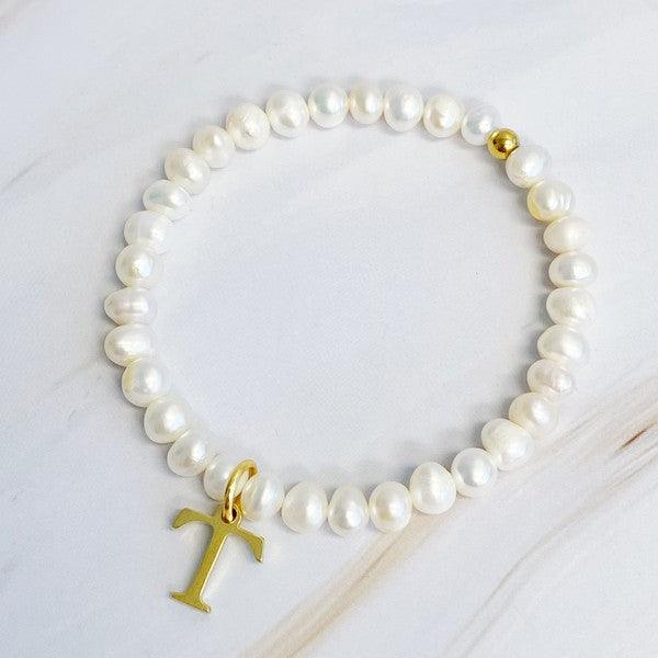 Freshwater Pearl Initial Charm Bracelet - Rebel K Collective