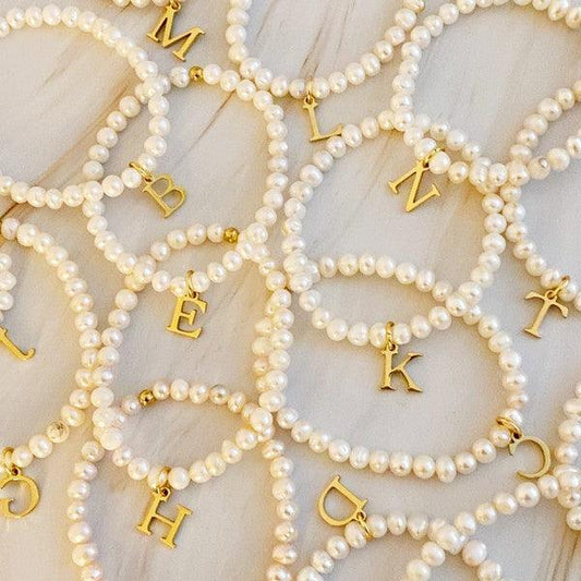 Freshwater Pearl Initial Charm Bracelet - Rebel K Collective