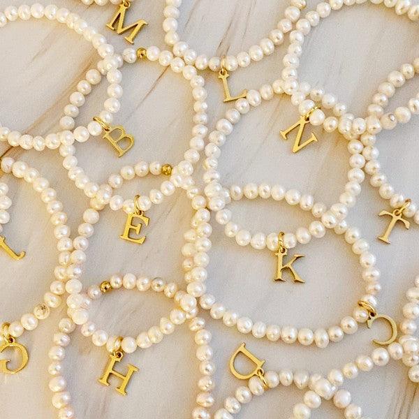 Freshwater Pearl Initial Charm Bracelet - Rebel K Collective