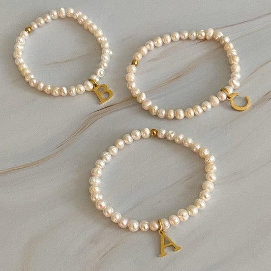 Freshwater Pearl Initial Charm Bracelet - Rebel K Collective