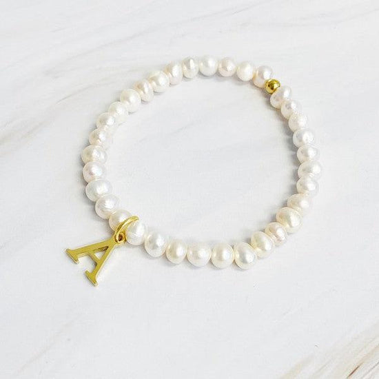 Freshwater Pearl Initial Charm Bracelet - Rebel K Collective