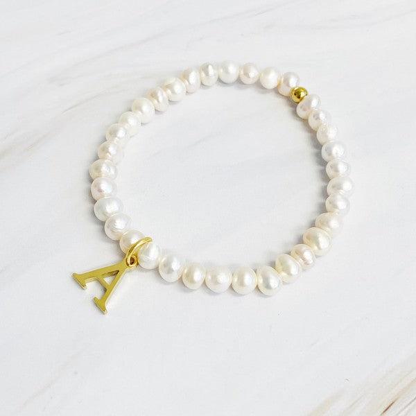 Freshwater Pearl Initial Charm Bracelet - Rebel K Collective