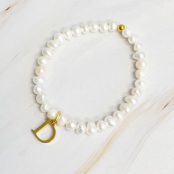 Freshwater Pearl Initial Charm Bracelet - Rebel K Collective