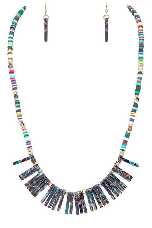 Fringe Bar Mix Beads Necklace Set - Rebel K Collective