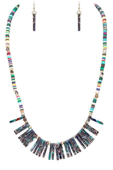 Fringe Bar Mix Beads Necklace Set - Rebel K Collective