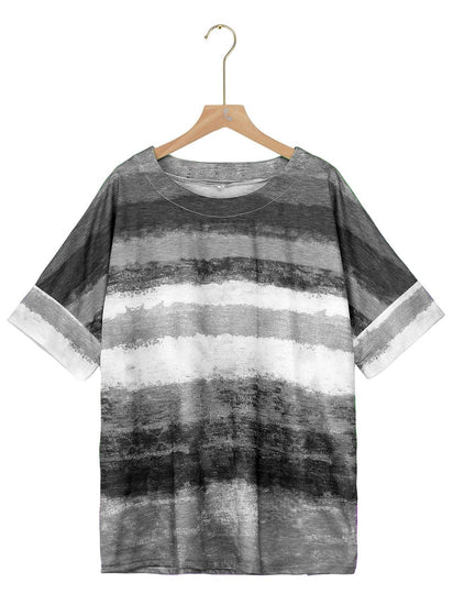 Full Size Color Block Round Neck Half Sleeve T-Shirt - Rebel K Collective