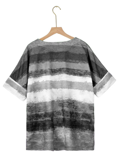 Full Size Color Block Round Neck Half Sleeve T-Shirt - Rebel K Collective