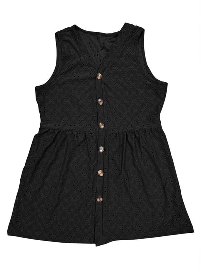 Full Size Eyelet Button Up V-Neck Tank - Rebel K Collective