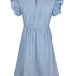 Full Size Ruffled Round Neck Cap Sleeve Denim Dress - Rebel K Collective