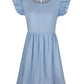 Full Size Ruffled Round Neck Cap Sleeve Denim Dress - Rebel K Collective