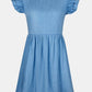 Full Size Ruffled Round Neck Cap Sleeve Denim Dress - Rebel K Collective