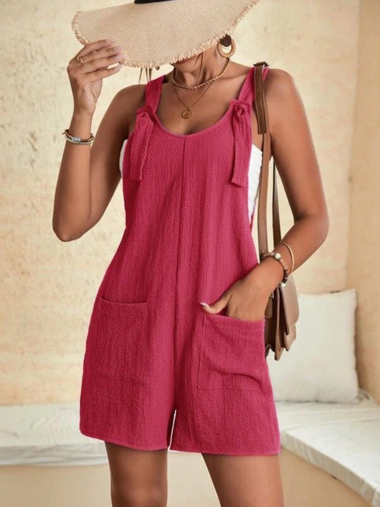 Full Size Scoop Neck Romper with Pockets - Rebel K Collective